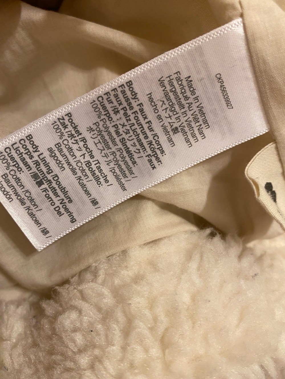 Madewell Sherpa Cream Zip-Front Jacket with Subtle Stripe Lining. Style NB256 - Picture 7 of 11